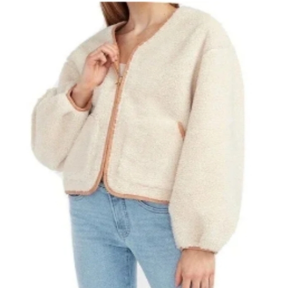 Express reversible suede/sherpa jacket. - Picture 1 of 15